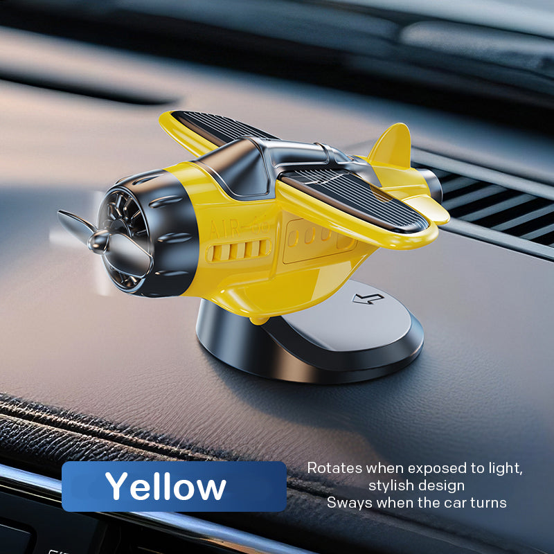 Solar powered airplane shaped car ornaments