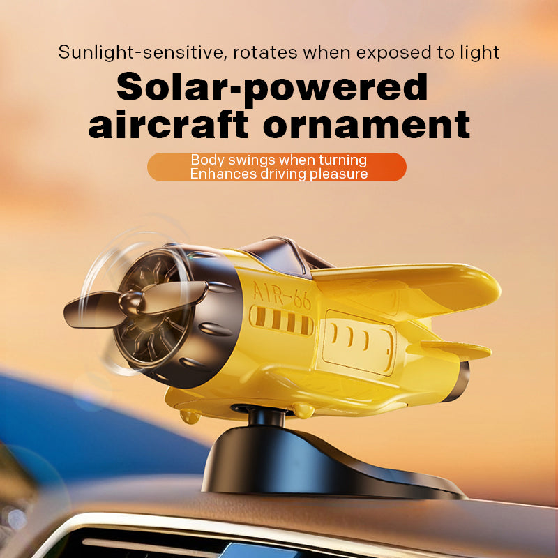 Solar powered airplane shaped car ornaments