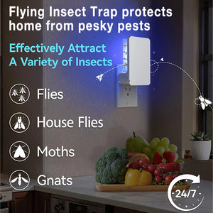 Double-Sided Indoor Flying Insect Trap - Plug-in Bug Catcher for Flies, Mosquitoes, Moths & More