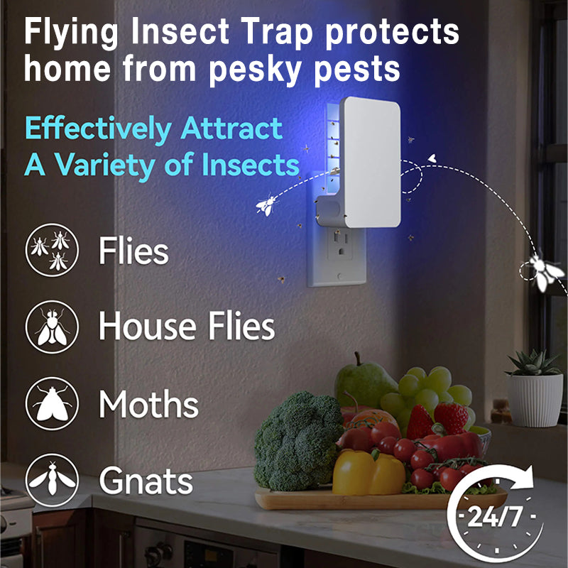 Double-Sided Indoor Flying Insect Trap - Plug-in Bug Catcher for Flies, Mosquitoes, Moths & More