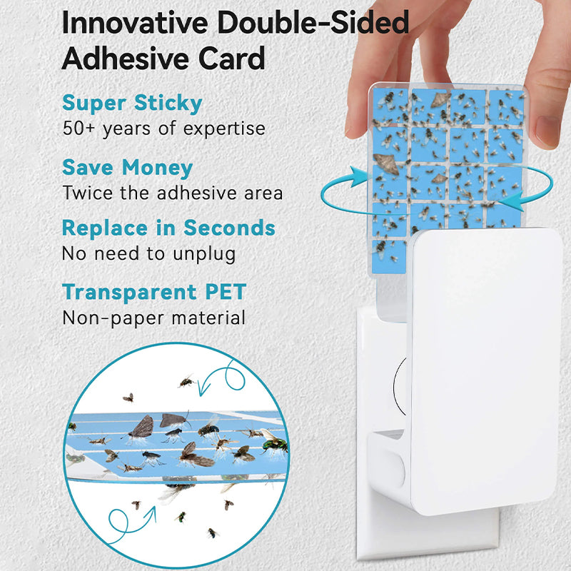 Double-Sided Indoor Flying Insect Trap - Plug-in Bug Catcher for Flies, Mosquitoes, Moths & More