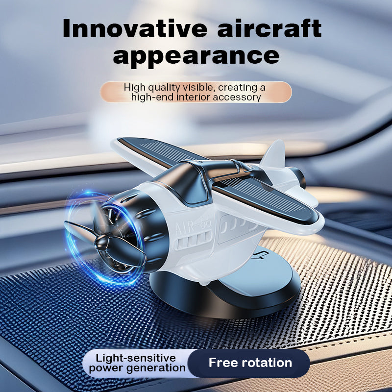 Solar powered airplane shaped car ornaments