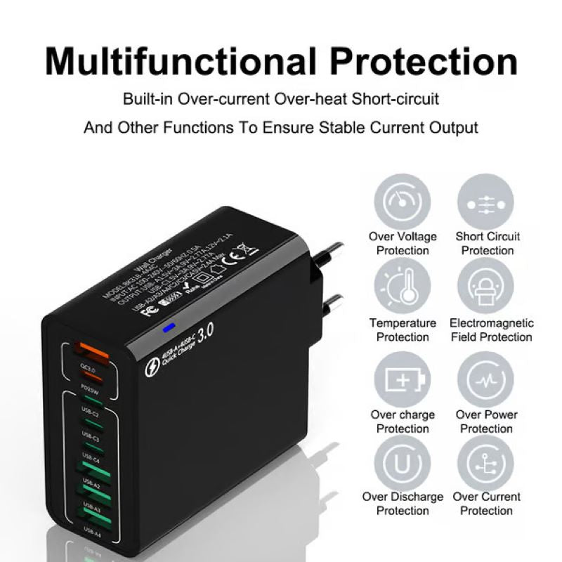 8 in 1 waterproof port USB fast charger