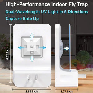 Double-Sided Indoor Flying Insect Trap - Plug-in Bug Catcher for Flies, Mosquitoes, Moths & More