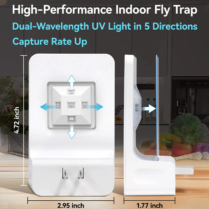 Double-Sided Indoor Flying Insect Trap - Plug-in Bug Catcher for Flies, Mosquitoes, Moths & More