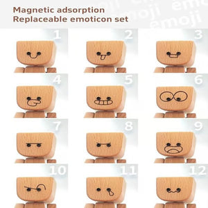 Wooden puppet ornaments with changing expressions