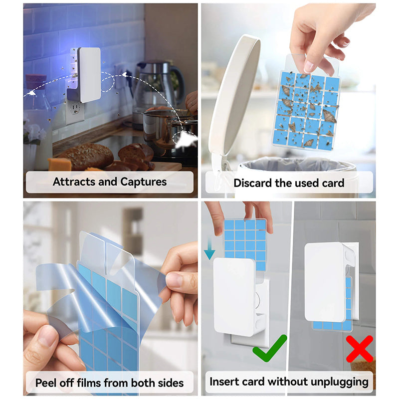 Double-Sided Indoor Flying Insect Trap - Plug-in Bug Catcher for Flies, Mosquitoes, Moths & More